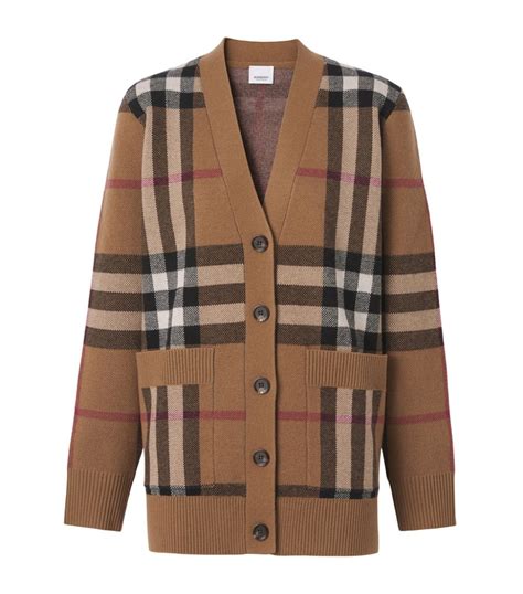 burberry women's cardigan|burberry check wool cardigan.